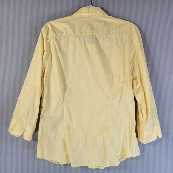 Vintage Talbots Womens Button Front top Size Xl Yellow Cotton Collared Career - Picture 2 of 7